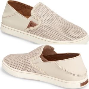 OluKai Pehuea Slip-On Sneaker Taupe Mesh Shoes